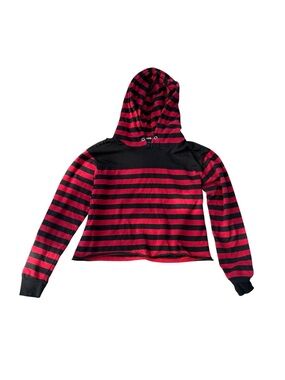Hot Topic Striped Red & Black Hoodie Goth Emo